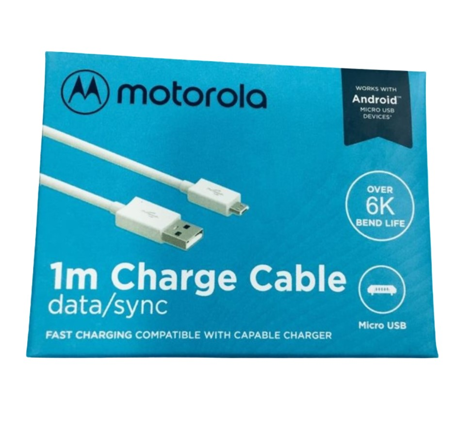 Motorola V8 MicroUSB fast charging data cable 1m