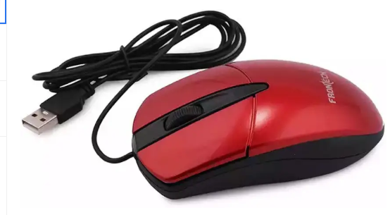 Frontech Optical Mouse FT-3789 Wired Ambidextrous Optical Mouse  (USB 2.0, Red)