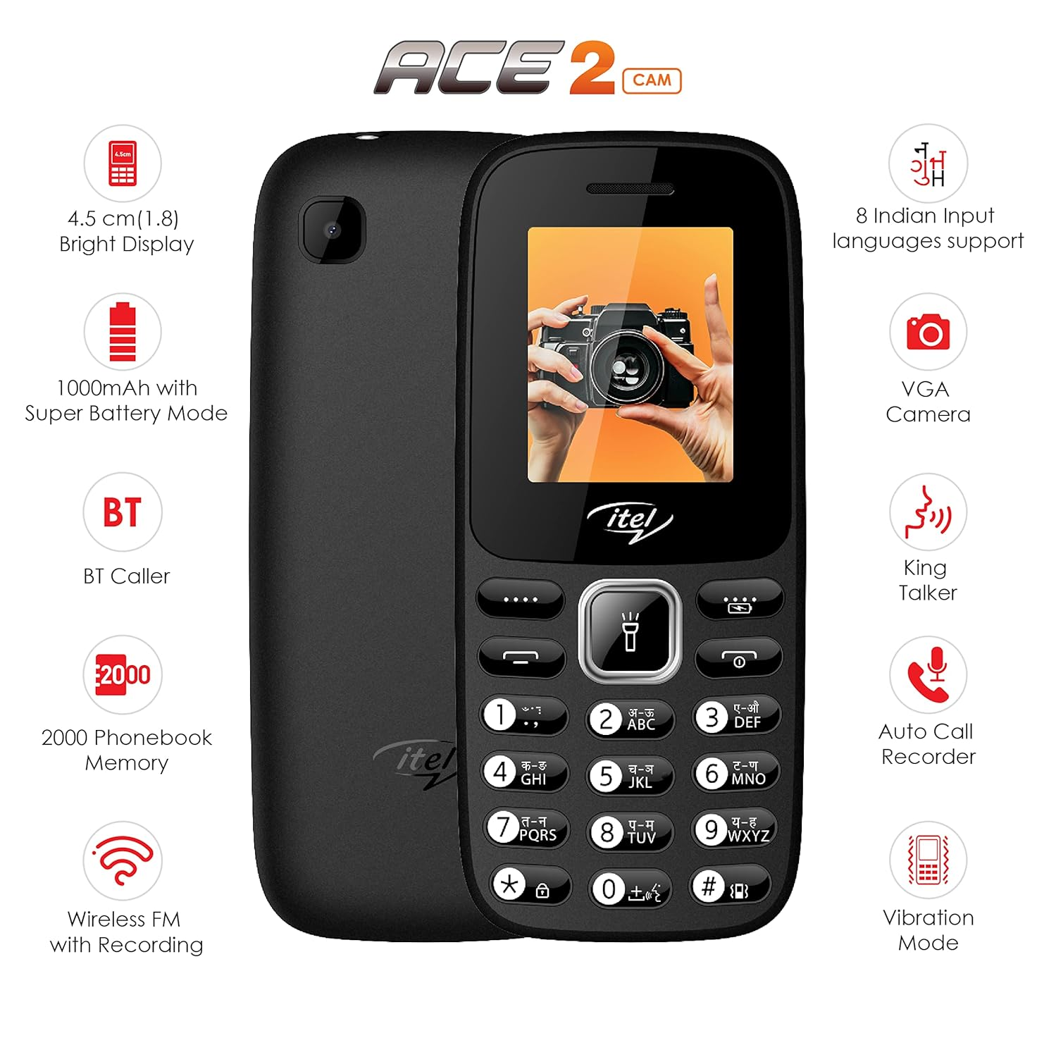 itel Ace2 Cam_it2171 Elegant Black
