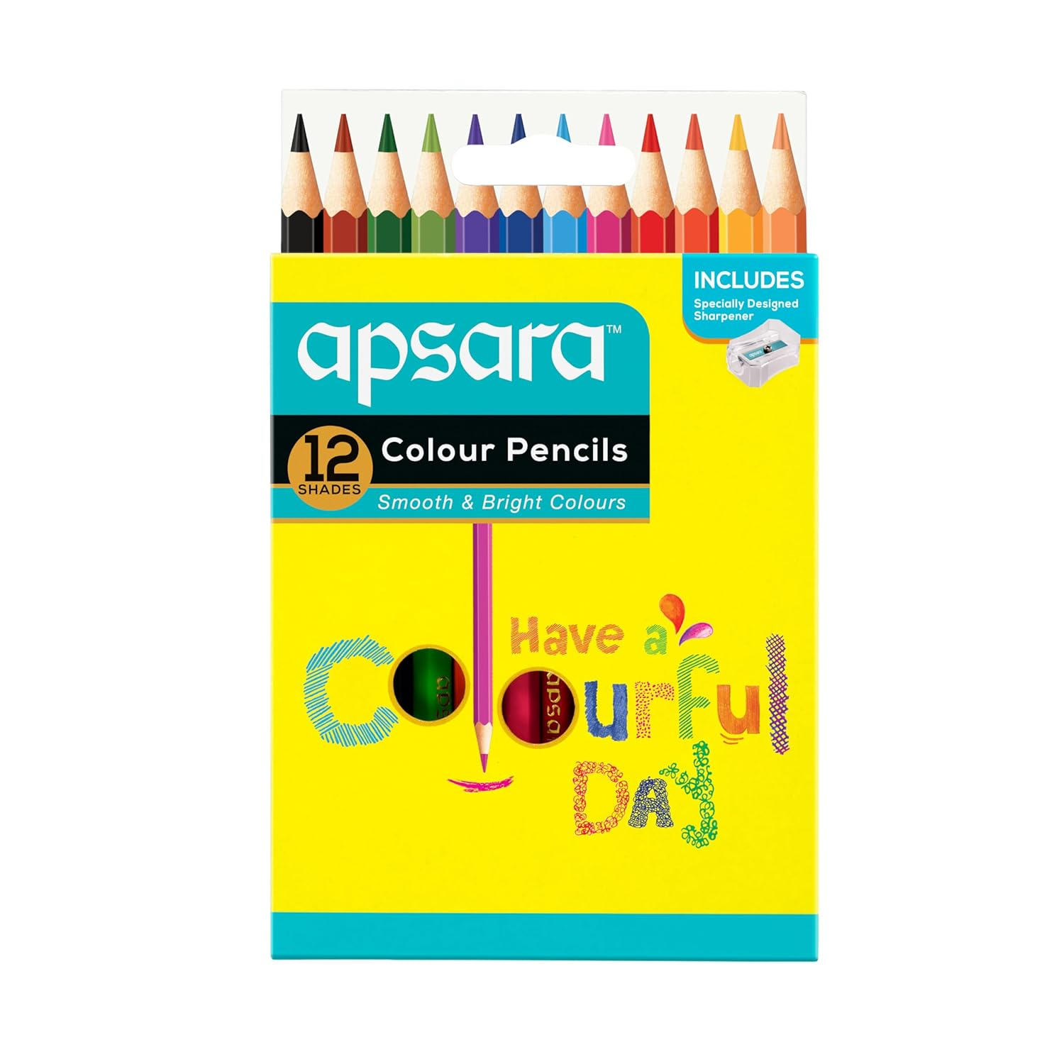 Apsara Colour Pencils | Brilliant colours | Hex Shape | Easy Grip | Superior lead quality | School & college use | (12 Half Size)